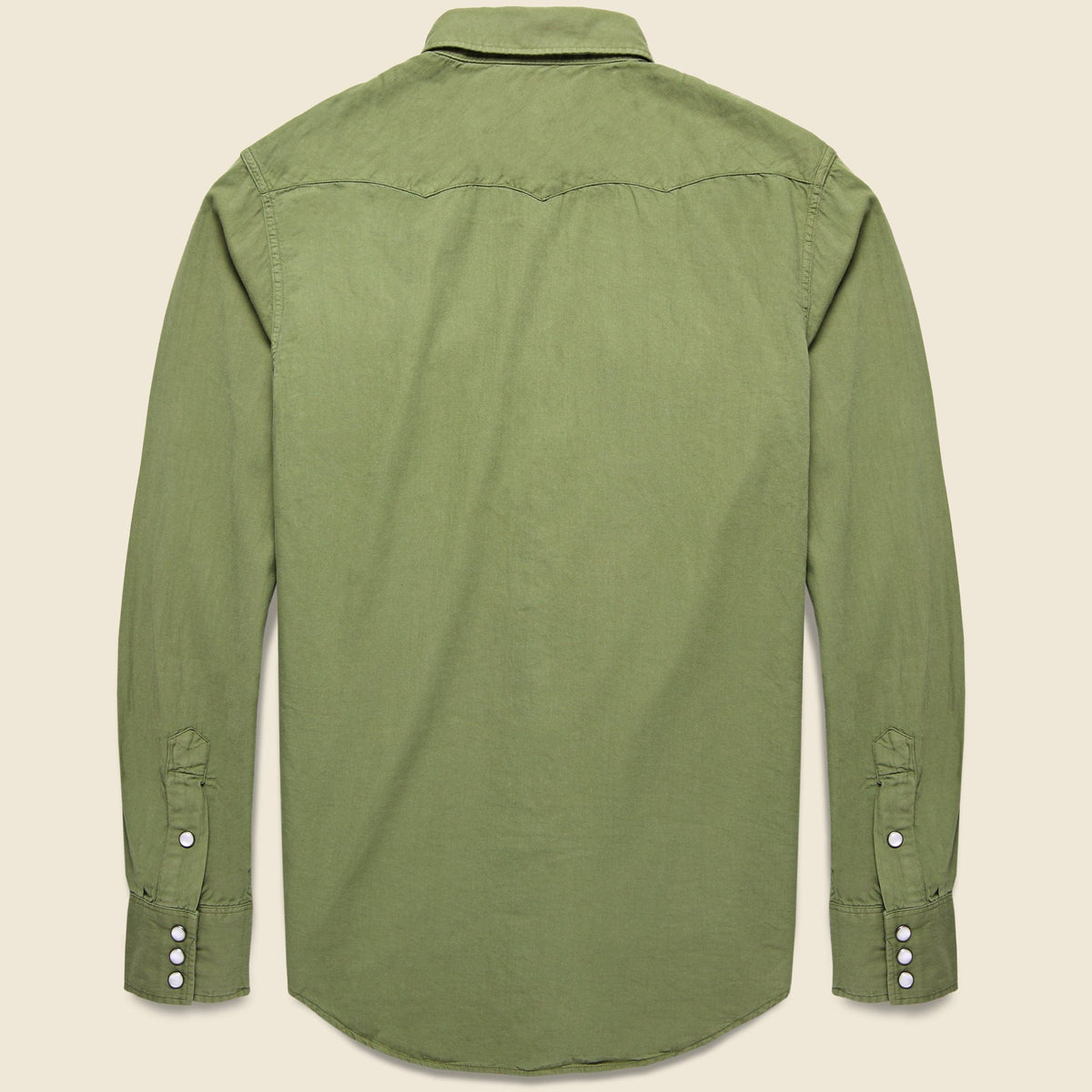 Slim Fit Twill Western Shirt - Olive Drab