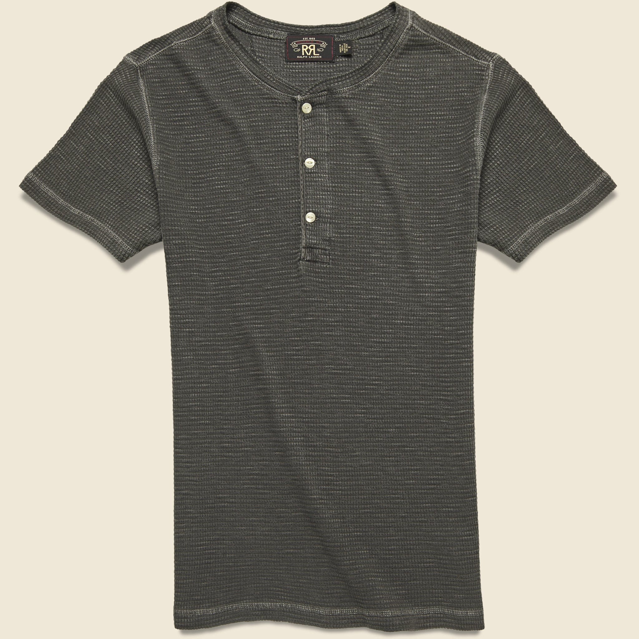 Waffle-Knit Henley - Faded Black - RRL - STAG Provisions - Tops - S/S Knit