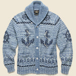 Hand-Knit Cotton-Blend Shawl Cardigan - Indigo - RRL - STAG Provisions - Tops - Sweater