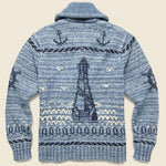 Hand-Knit Cotton-Blend Shawl Cardigan - Indigo - RRL - STAG Provisions - Tops - Sweater