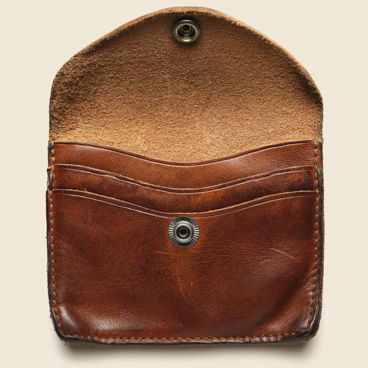RRL BIFOLD LEATHER CONCHO BUTTON WALLET-