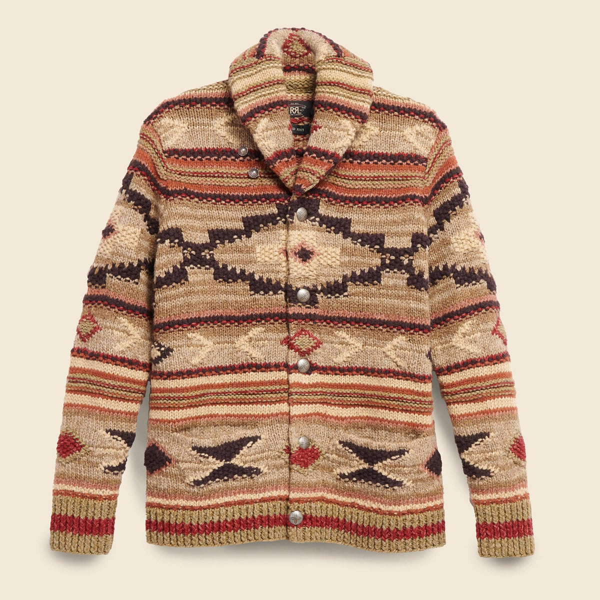 Wool/Linen/Silk Hand-Knit Shawl Collar Cardigan