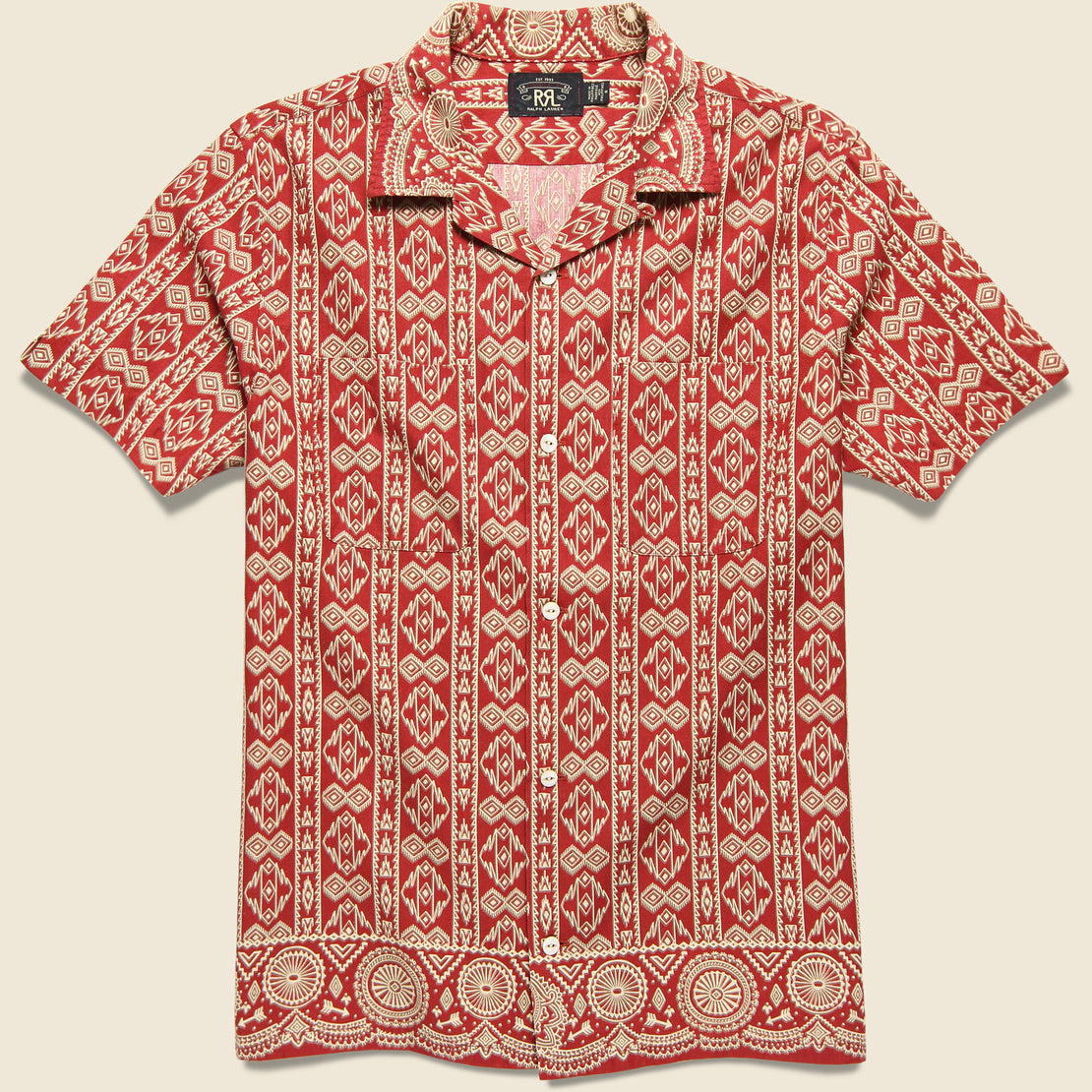 RRL 2 Pocket Camp Shirt - Red/Tan