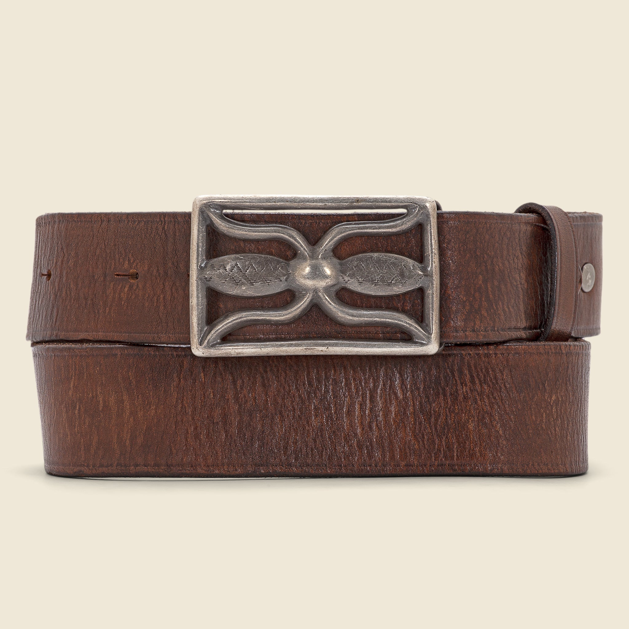 Hawkins Belt - Brown/Vintage Silver - RRL - STAG Provisions - Accessories - Belts