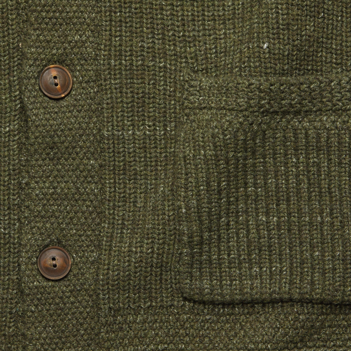 Seed Stitch Shawl Cardigan - Olive Heather
