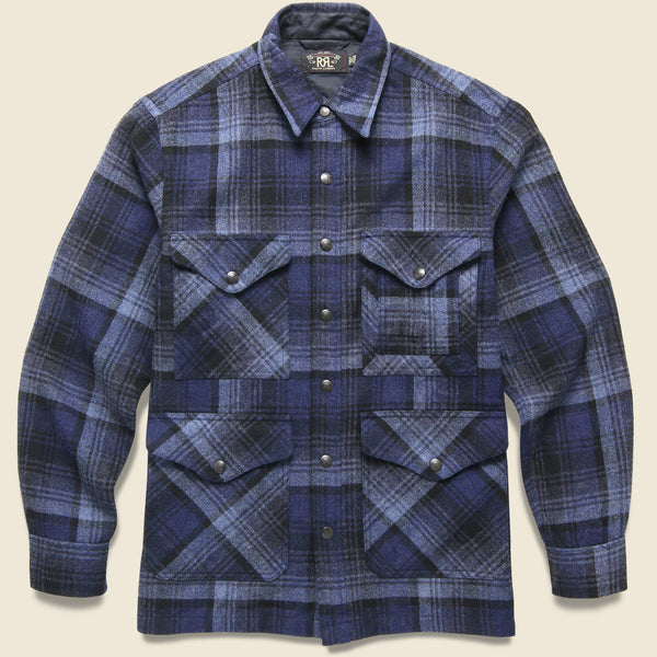 Mason Wool Plaid Overshirt - Dark Blue/Blue