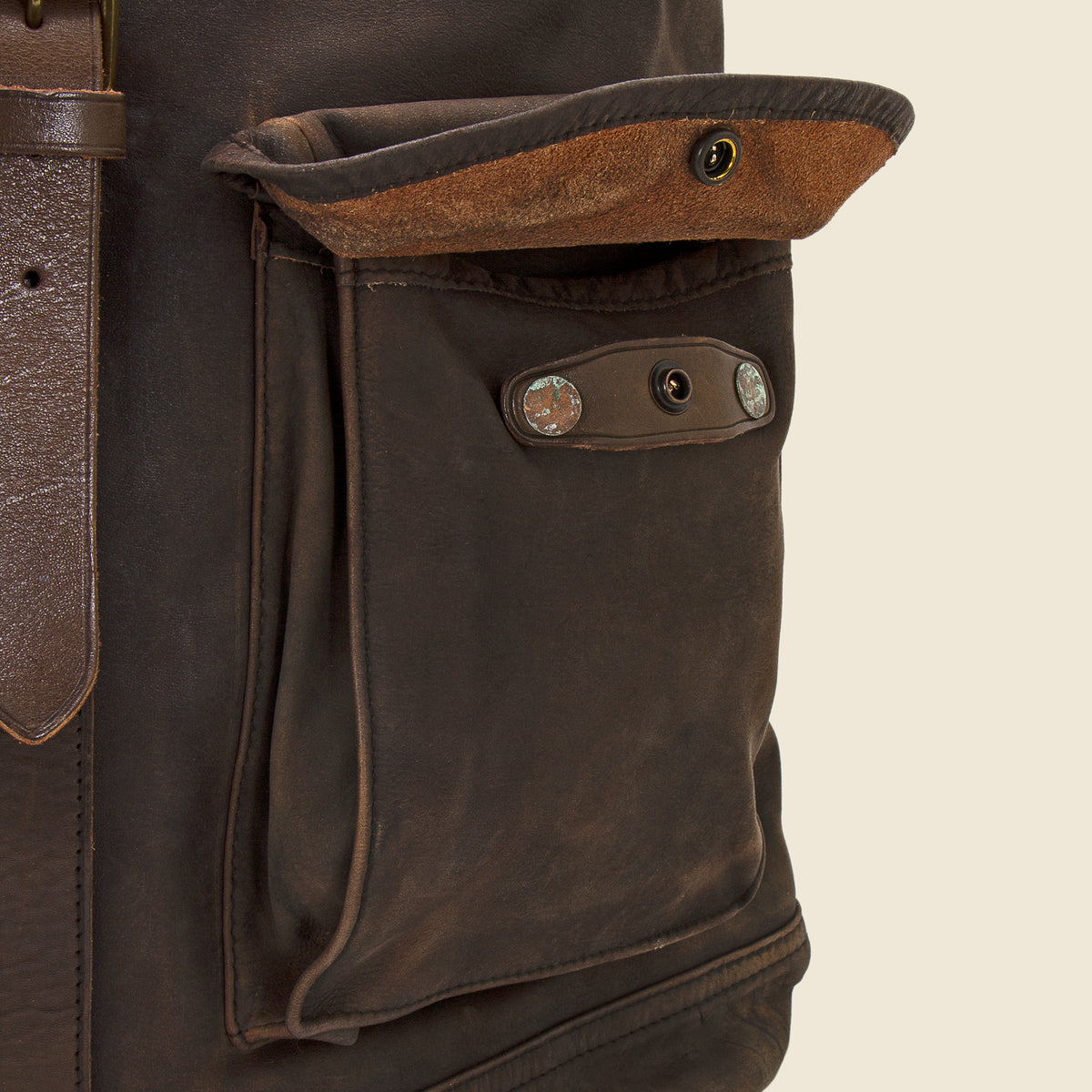 Leather Rucksack - Black Over Brown