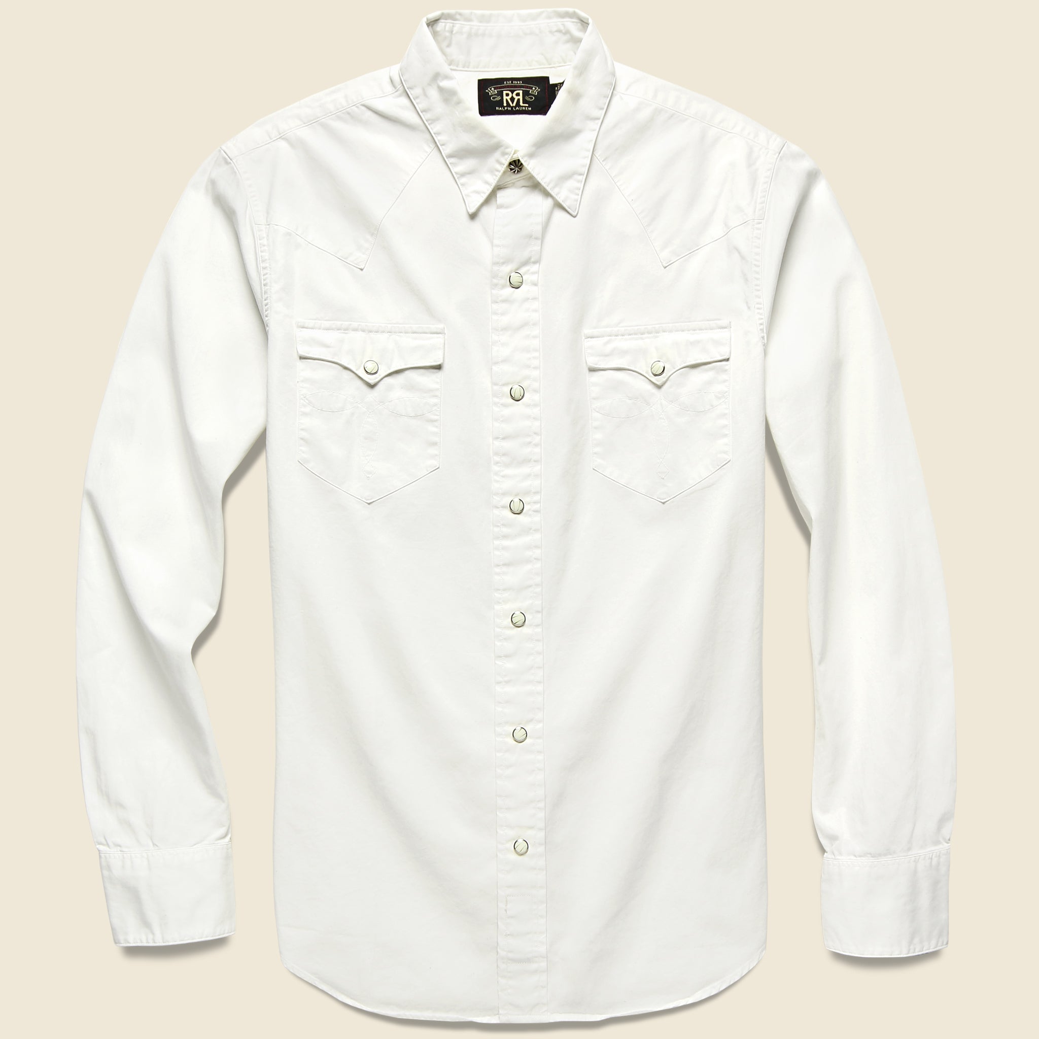 Lightweight Slim Fit Western Shirt - White - RRL - STAG Provisions - Tops - L/S Woven - Solid