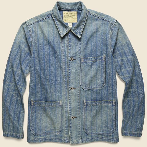 Men's Indigo Cotton Twill Jacket from India, 'Chilly Day in Indigo