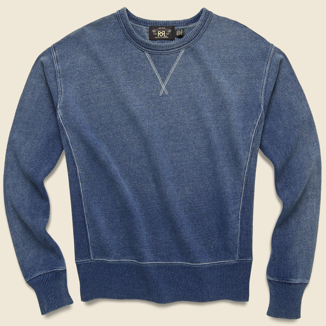 RRL Indigo French Terry Sweatshirt - Washed Blue Indigo