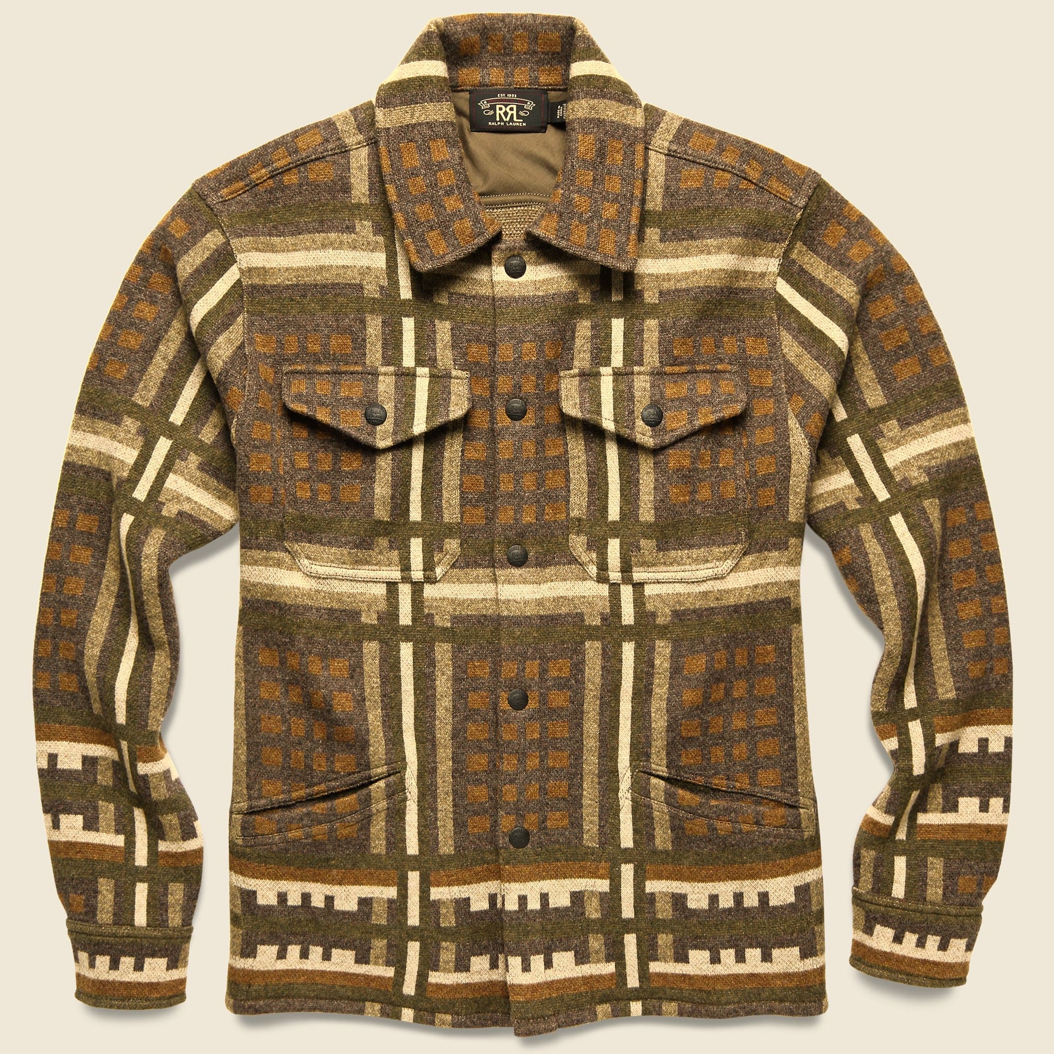 Wool-Blend Workshirt Sweater - Brown