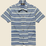 Striped Guayabera Camp Shirt - Indigo Stripe - RRL - STAG Provisions - Tops - S/S Woven - Stripe