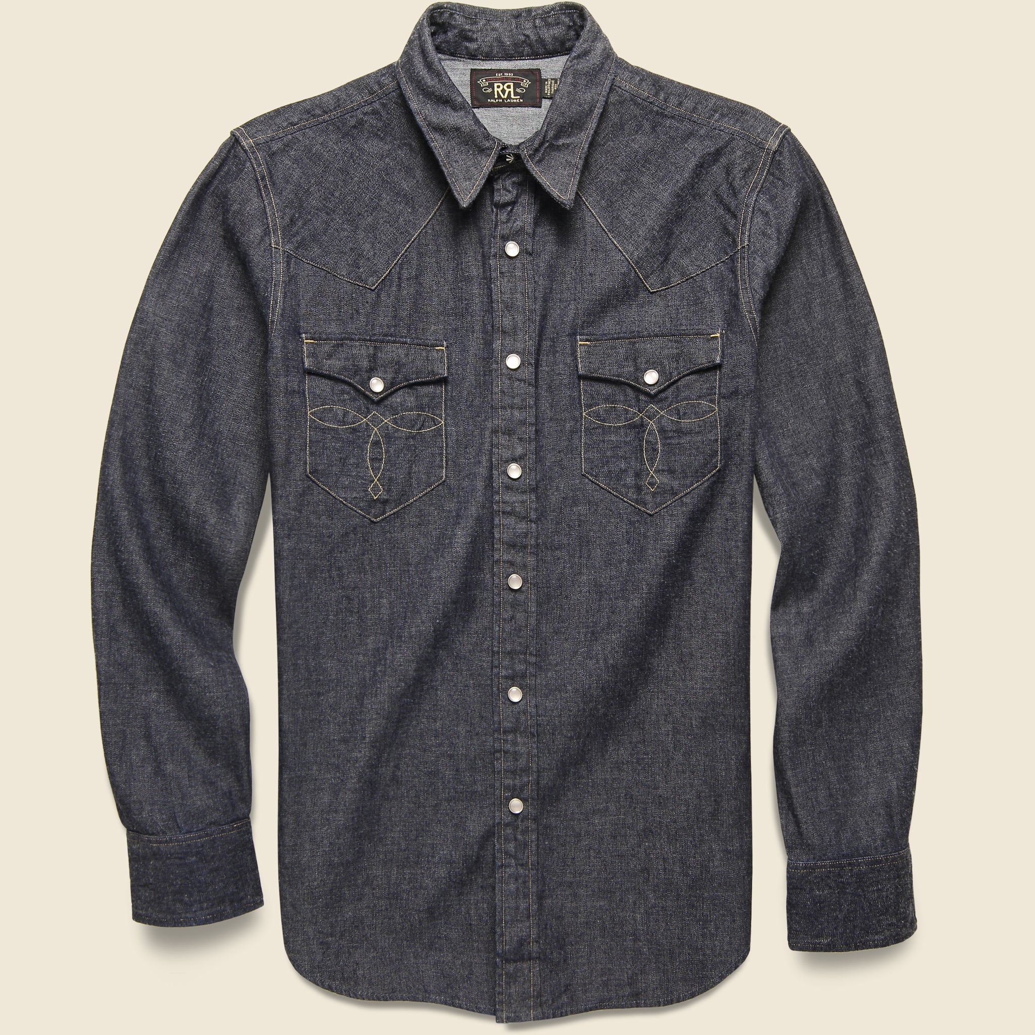 Slim Fit Denim Western Shirt - Rinse - RRL - STAG Provisions - Tops - L/S Woven - Solid