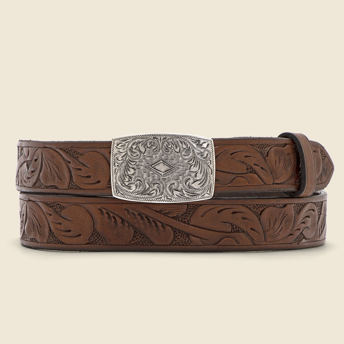 Coleman Tooled Leather Belt Brown - Main Image