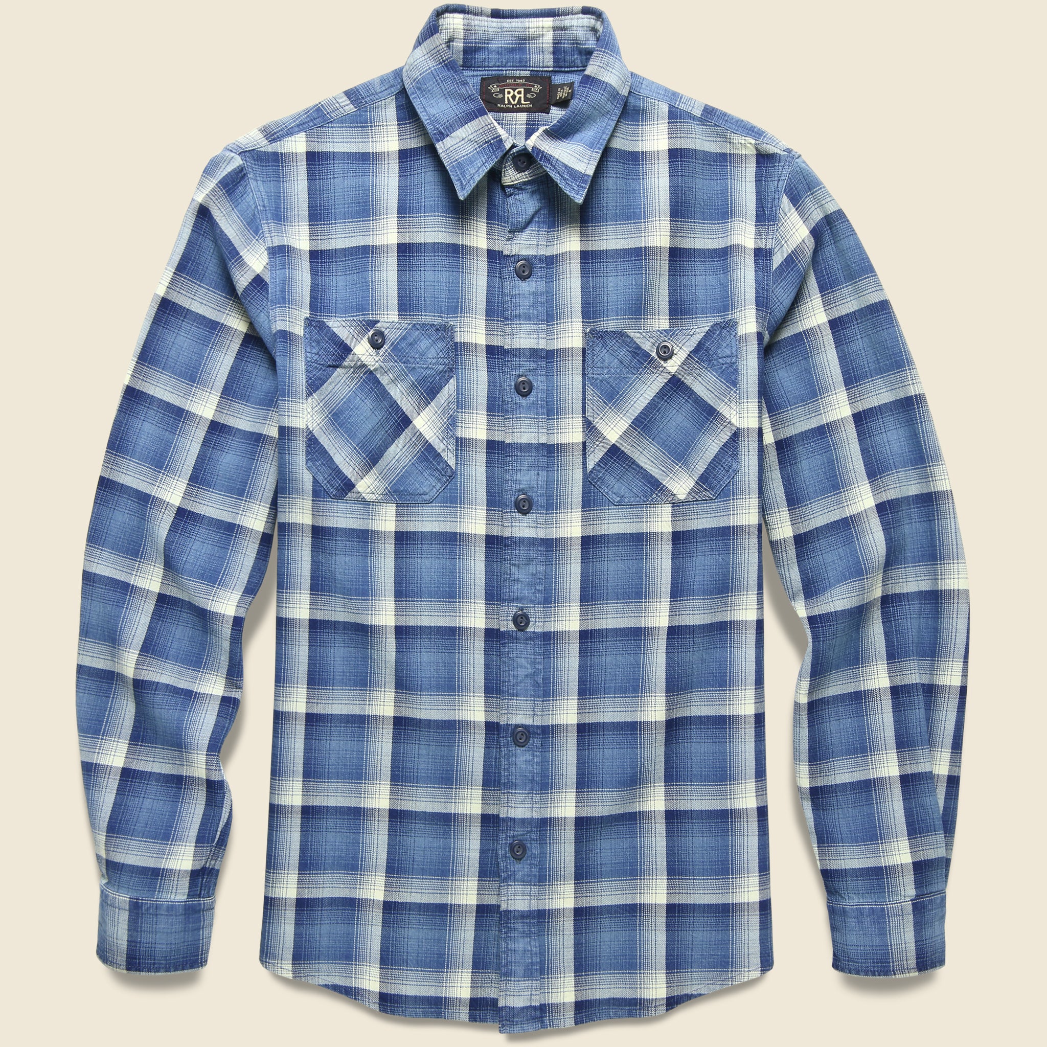 Clint Workshirt Indigo/Cream - Main Image