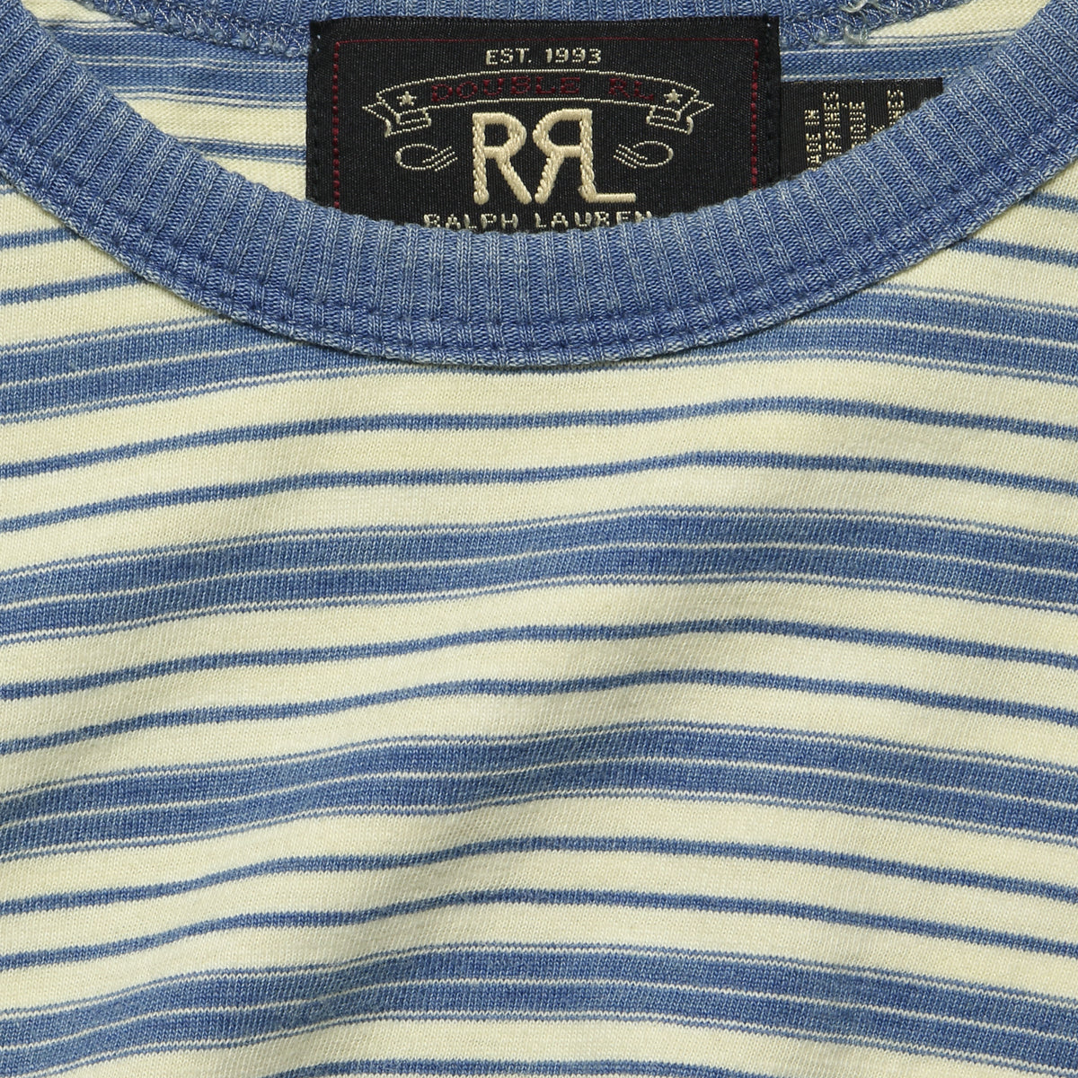 RRL by Ralph Lauren Striped Jersey Camp Shirt - Indigo/Cream