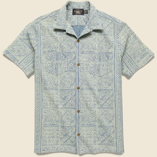 Bandana Print Jersey Camp Shirt - Indigo/Cream