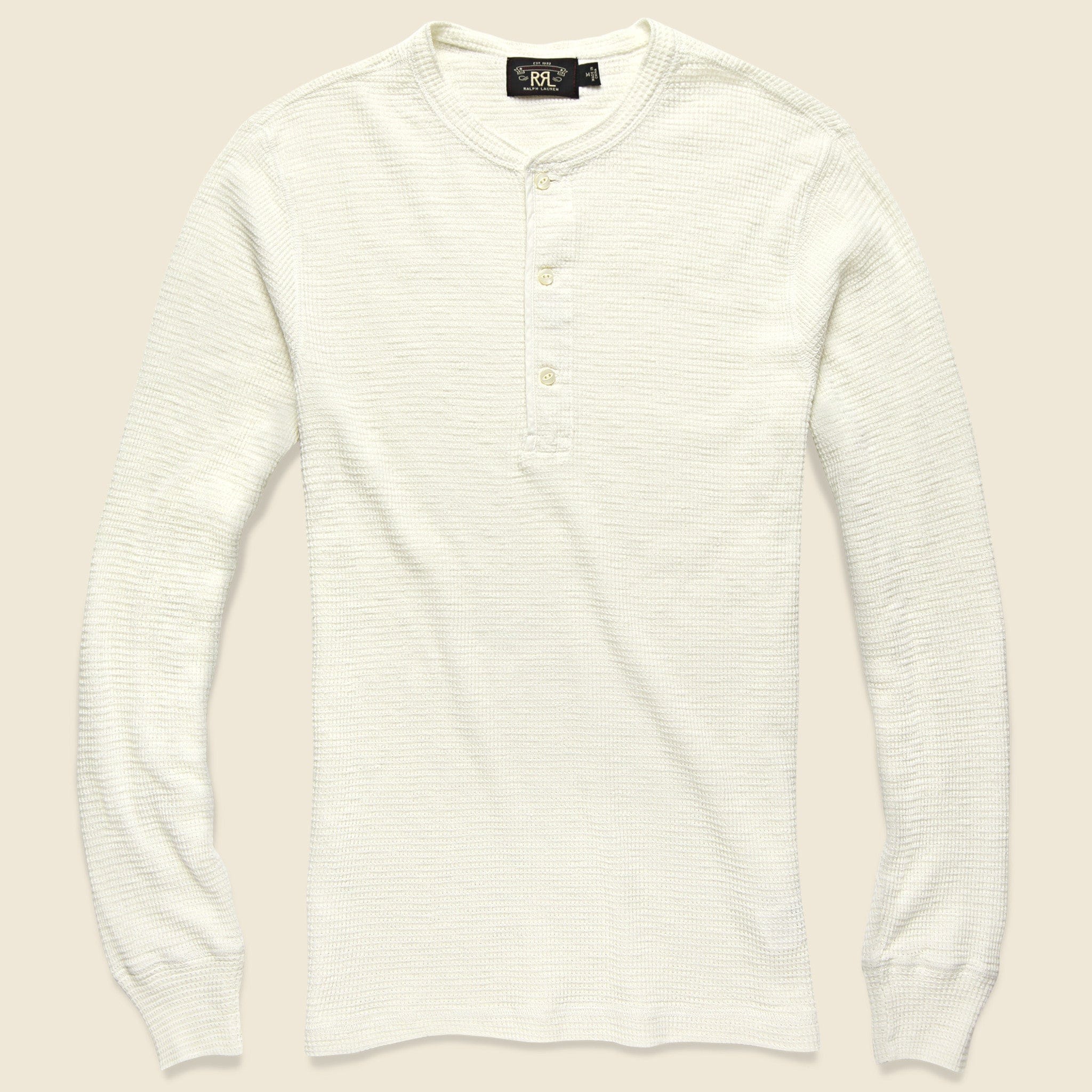 Waffle-Knit Henley - Paper White - RRL - STAG Provisions - Tops - L/S Knit