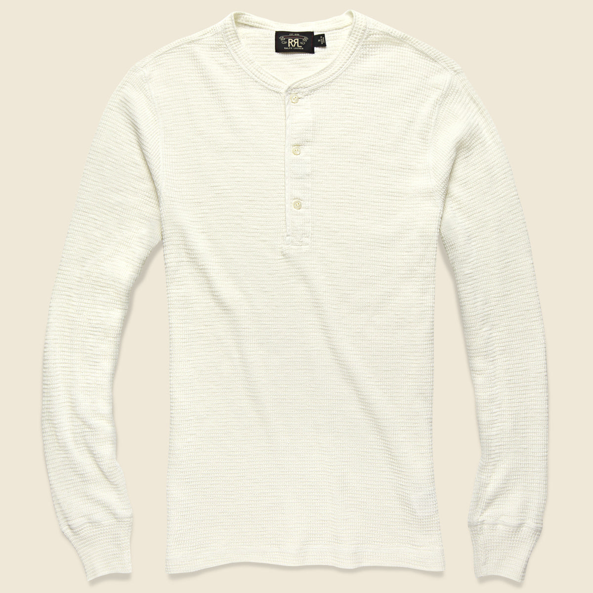 Waffle-Knit Henley - Paper White