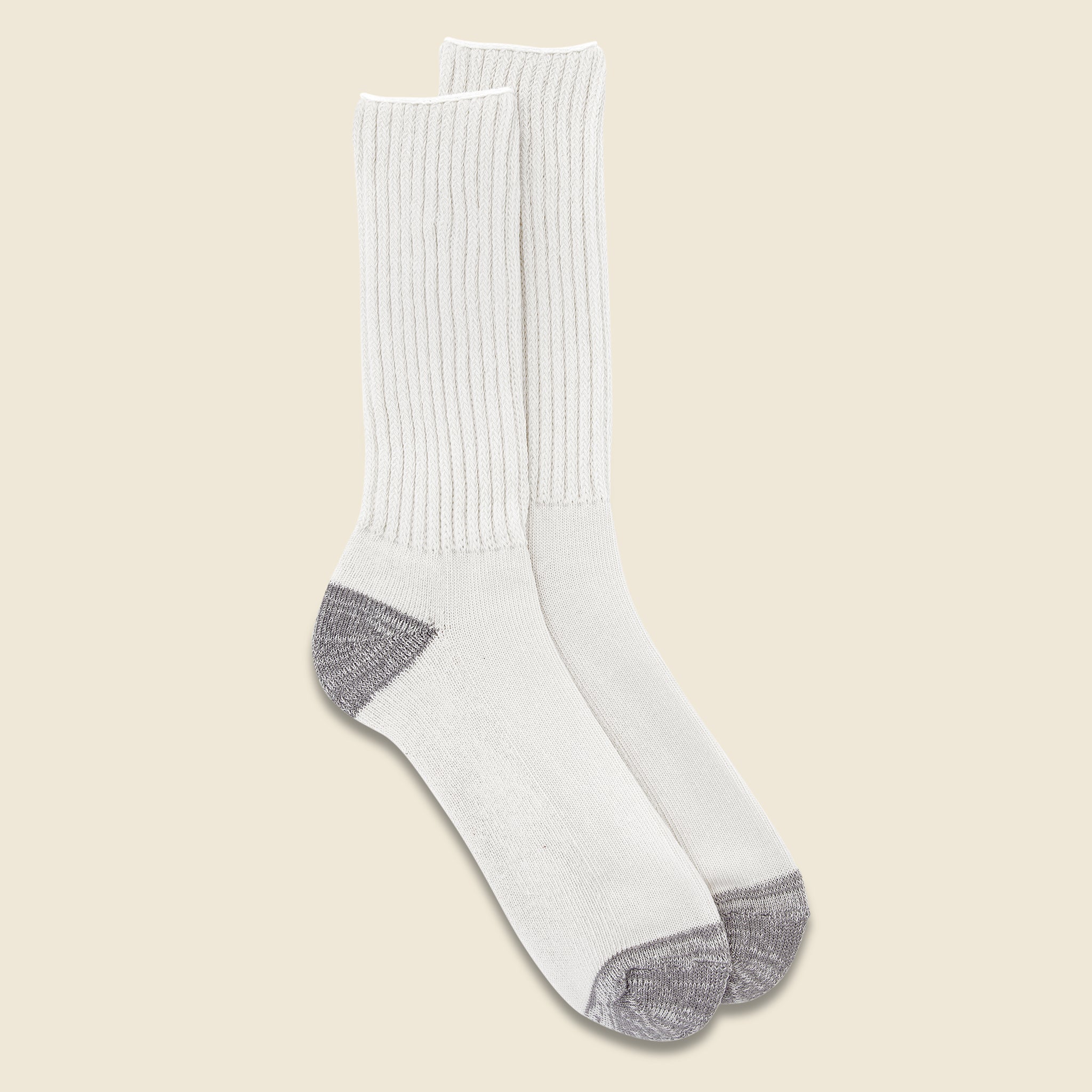 Coarse Ribbed Old School Sock - Ecru