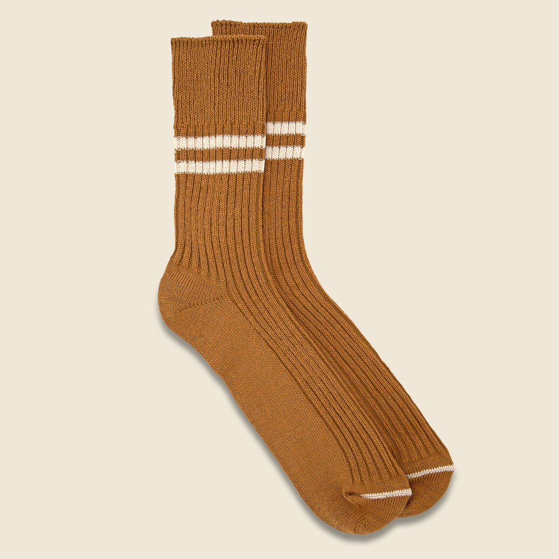 RoToTo Hemp Organic Cotton Stripe Sock - Sunset Gold/White