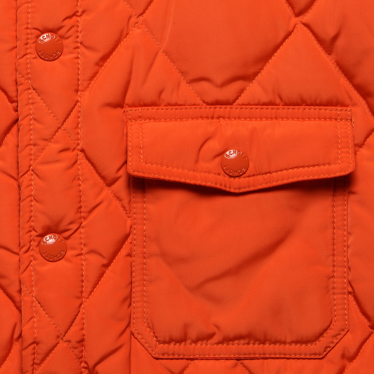 Down Filled Quilted Shirt Jacket - Orange