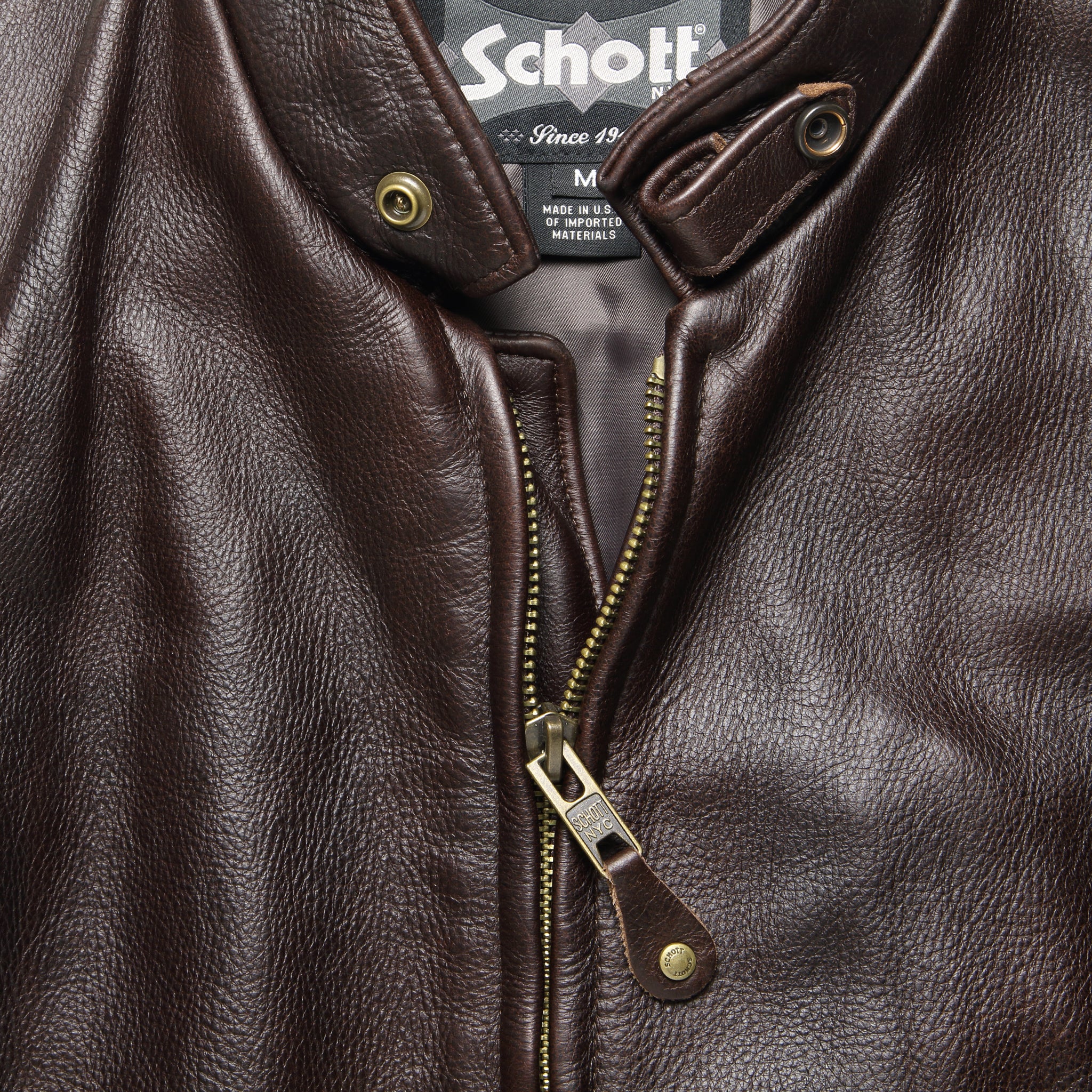 Cowhide Leather Café Racer Jacket - Dark Brown - Schott - STAG Provisions - Outerwear - Coat / Jacket
