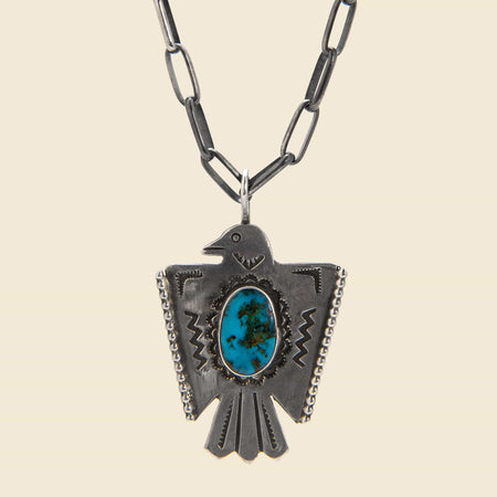 Thunderbird Pendant Necklace - Straight Dotted Edge