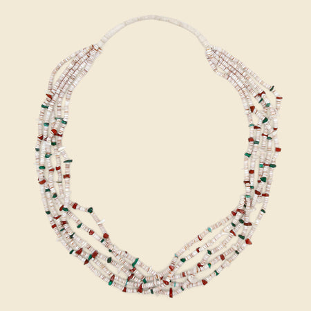 Santo Domingo Heishe Bead Necklace - Turquoise/Pipestone/Shell