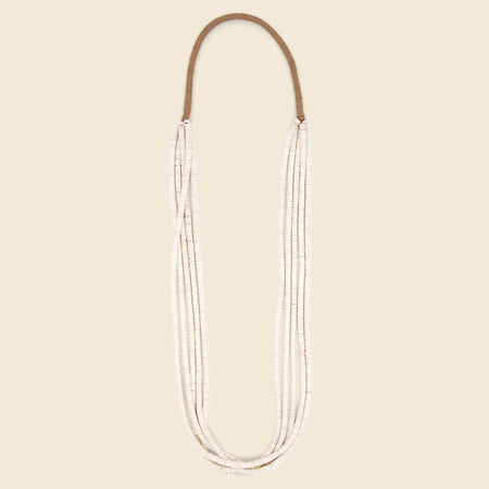 Five-Strand Clam Shell Heishe Bead Necklace - White