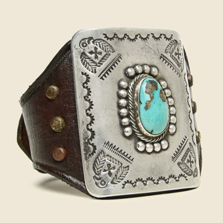 Thunderbird Stamped Ketoh - Leather/Sterling/Turquoise