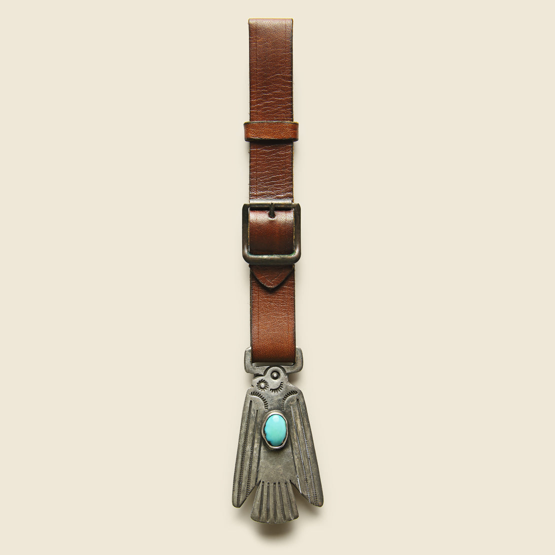 Smith Bros. Trading Co. Thunderbird Watch Fob - Leather/Sterling/Turquoise