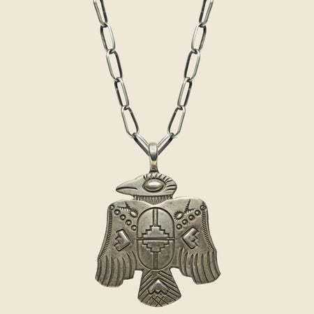 Oval Eye Thunderbird Pendant Necklace - Sterling