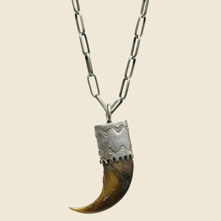 Capped Bear Claw Pendant Necklace - Sterling