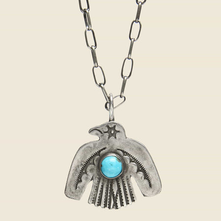 Thunderbird Pendant Necklace - Sterling/Turquoise