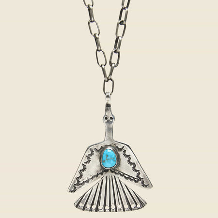 Thunderbird Pendant Necklace - Sterling/Turquoise