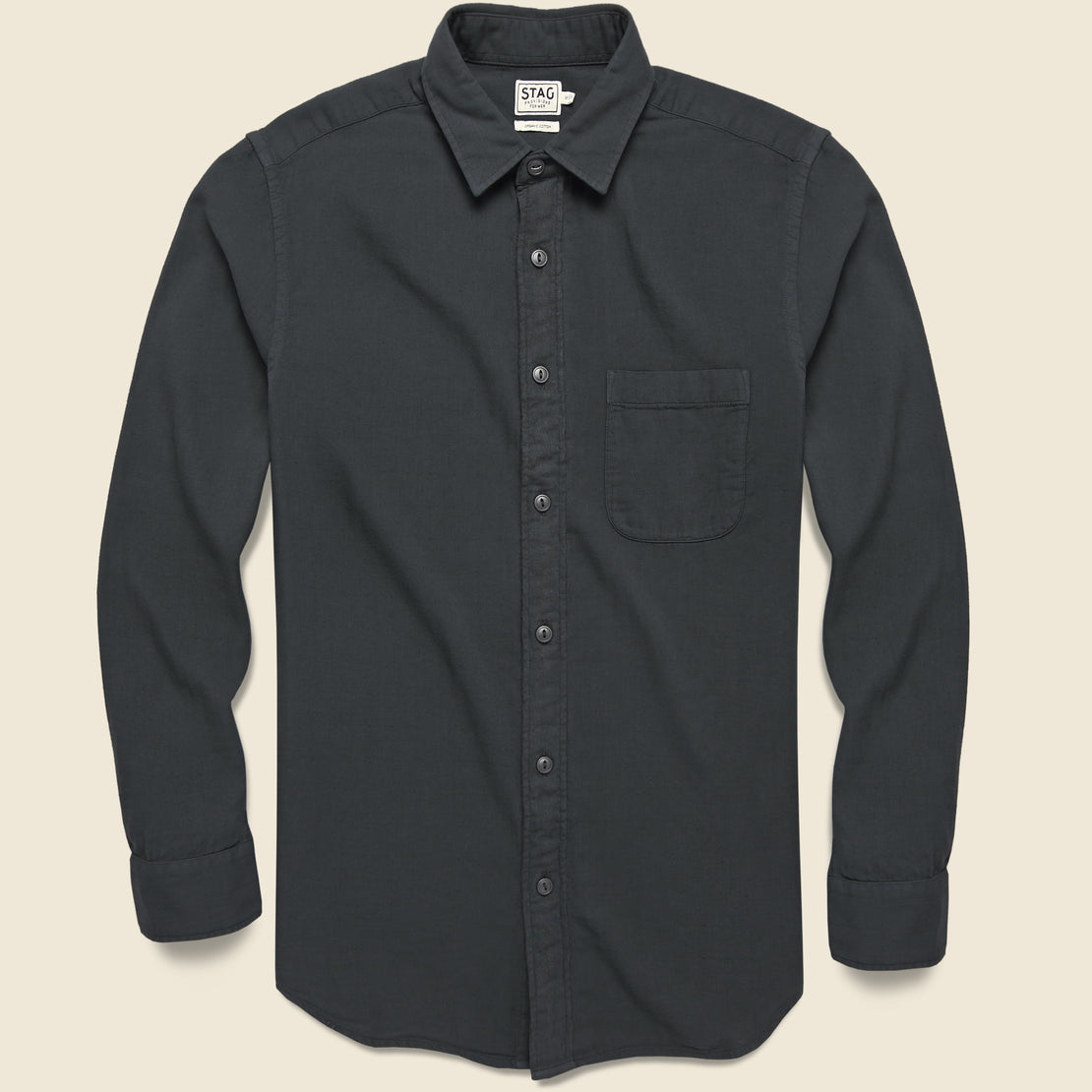 STAG Garment-Dyed Double Cloth Shirt - Washed Black