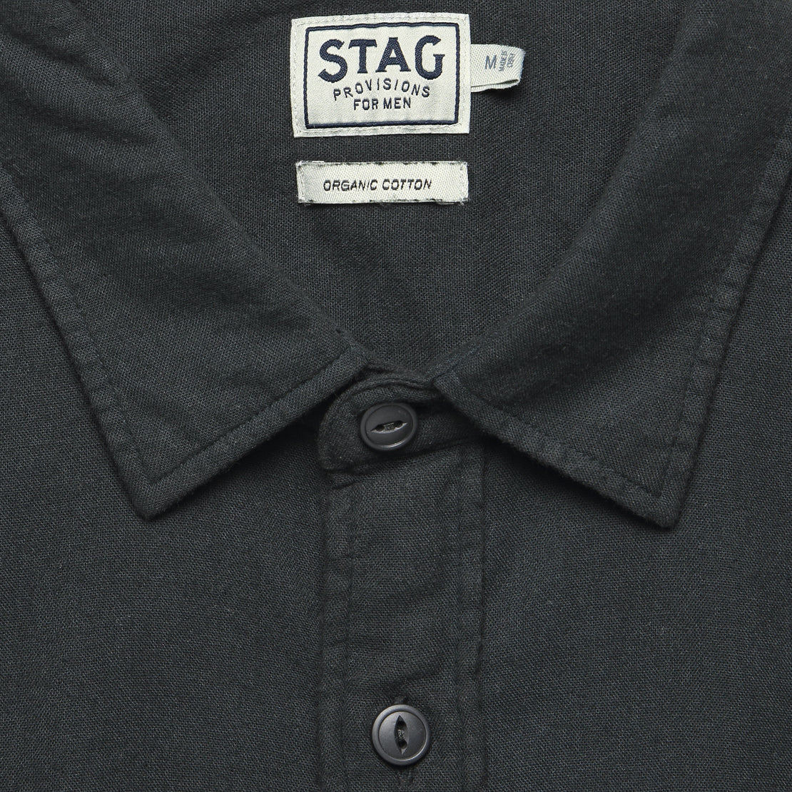 Garment-Dyed Double Cloth Shirt - Washed Black - STAG - STAG Provisions - Tops - L/S Woven - Solid