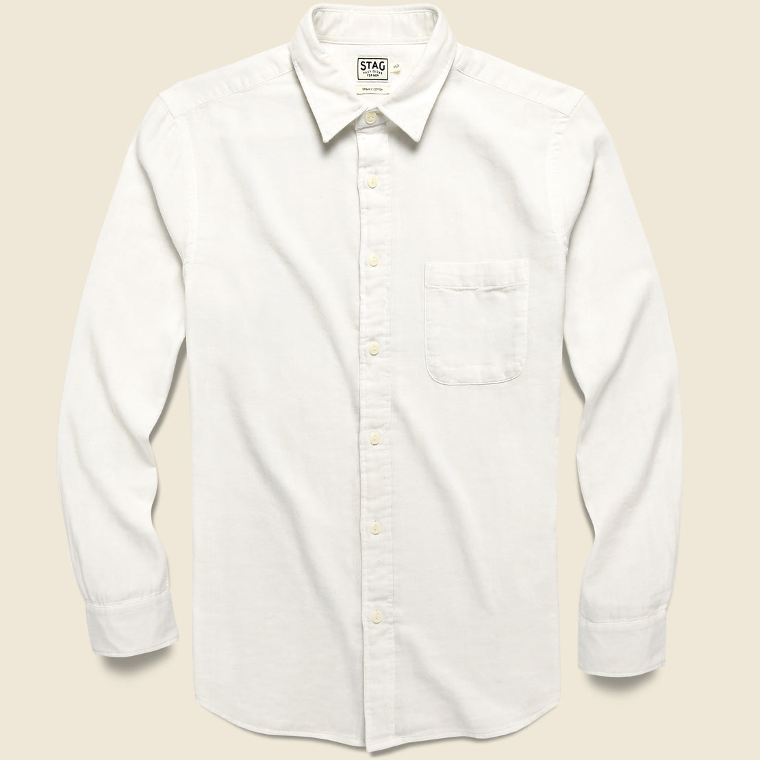 STAG Garment-Dyed Double Cloth Shirt - White