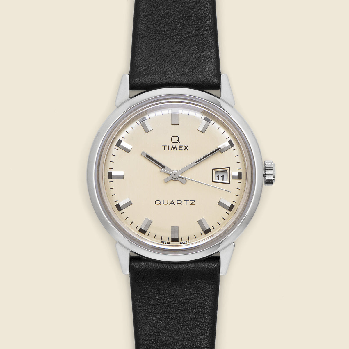 Q 1978 Reissue Date Watch 35mm - Cream/Black Leather