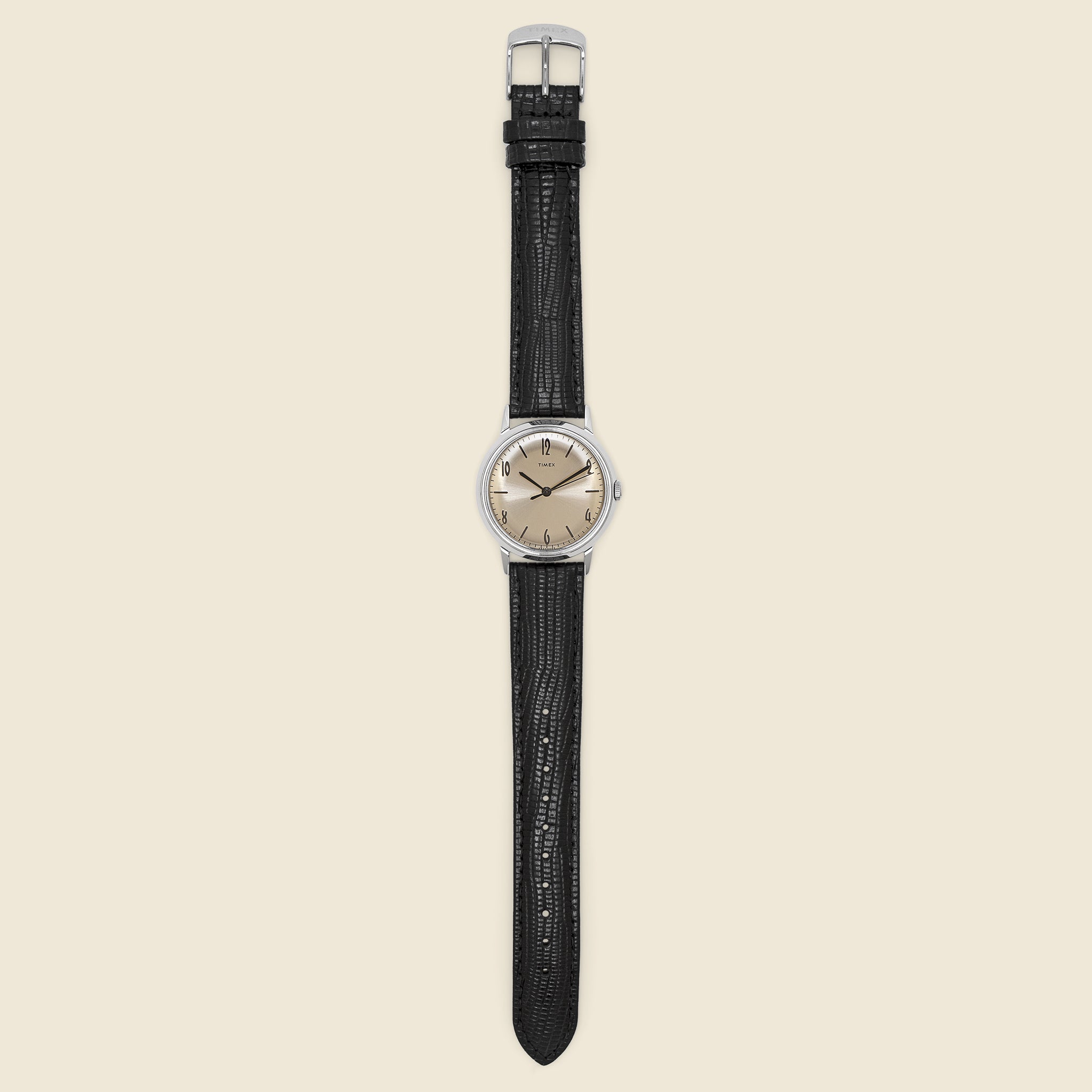 Marlin Hand-Wound 34mm Leather Strap Watch - Black/Silver - Timex - STAG Provisions - Accessories - Watches
