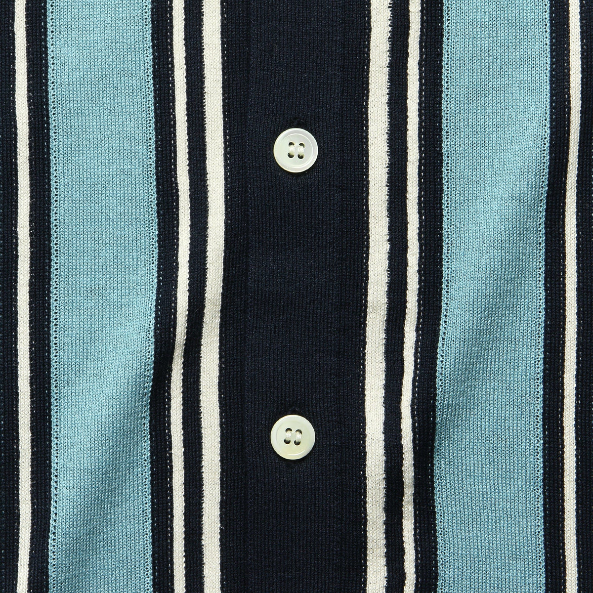 Metal Button Striped Knit Polo Top