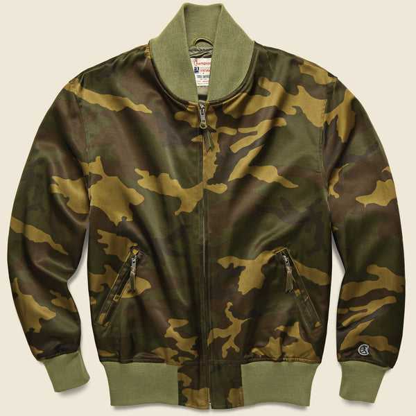 Todd Snyder + Champion - Satin Camo Bomber - Green