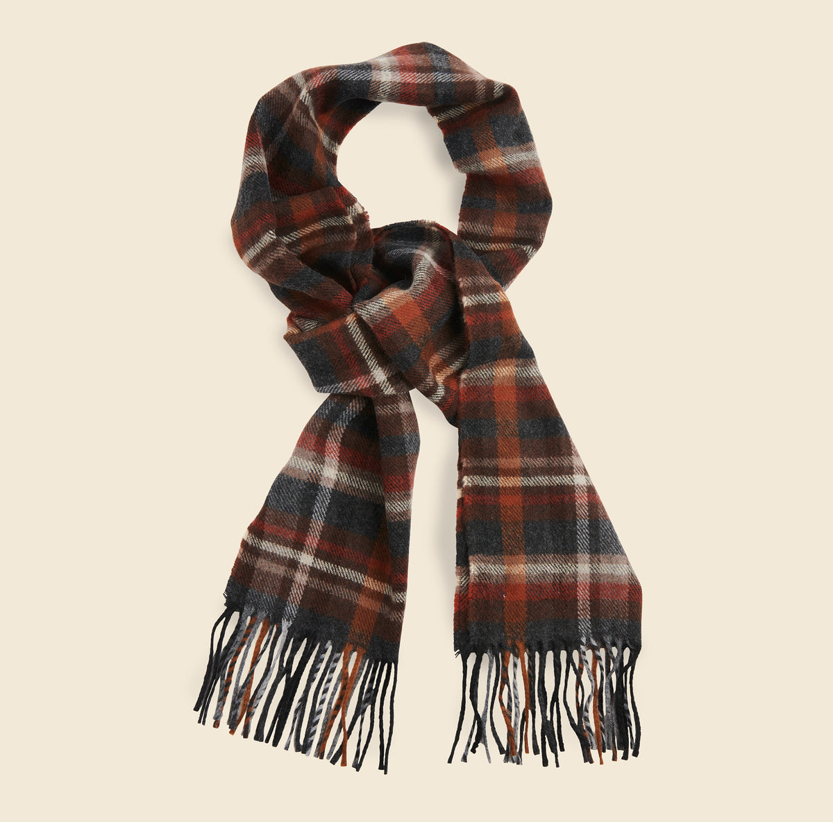 2-Ply Check Scarf - Brown