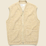 Wool Fleece Zip Waistcoat - Stone - Universal Works - STAG Provisions - Outerwear - Vest