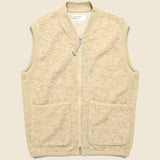 Wool Fleece Zip Waistcoat - Stone - Universal Works - STAG Provisions - Outerwear - Vest