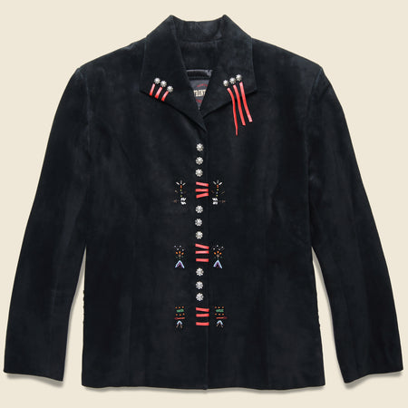 Frontier Bead & Concho Suede Jacket - Black