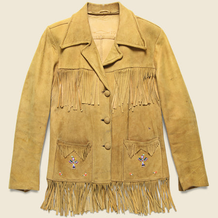 Hand-beaded Suede Fringe Jacket - Tan