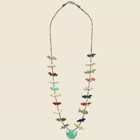 Zuni Heishe Single Strand Animal Fetish Necklace