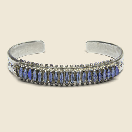 Lapis Petit Point Stamped Sterling Cuff